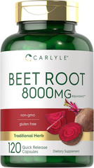 Beet Root Capsules | 8000 Mg | 120 Count | Non-Gmo and Gluten Free Supplement