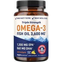 Triple Strength Omega 3 Fish Oil 3600 mg | EPA & DHA | 120 Count (Pack of 1)