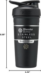 Blenderbottle Strada Shaker Cup Insulated Stainless Steel Water Bottle with Wire