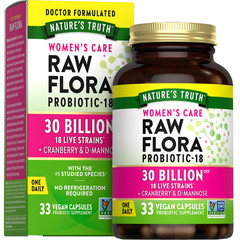 Nature’s Truth 30 Billion Raw Flora Probiotic-18, 33 Capsules, Exp 02/2026