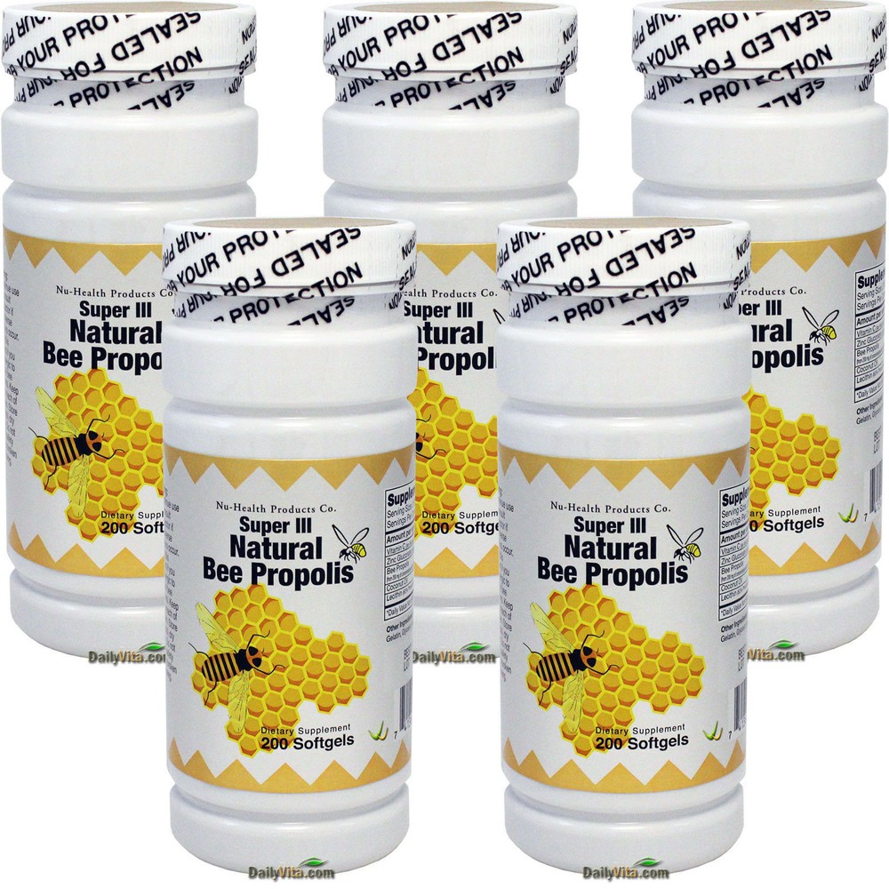 5x Super Natural Brazil Bee Propolis 200 Softgels