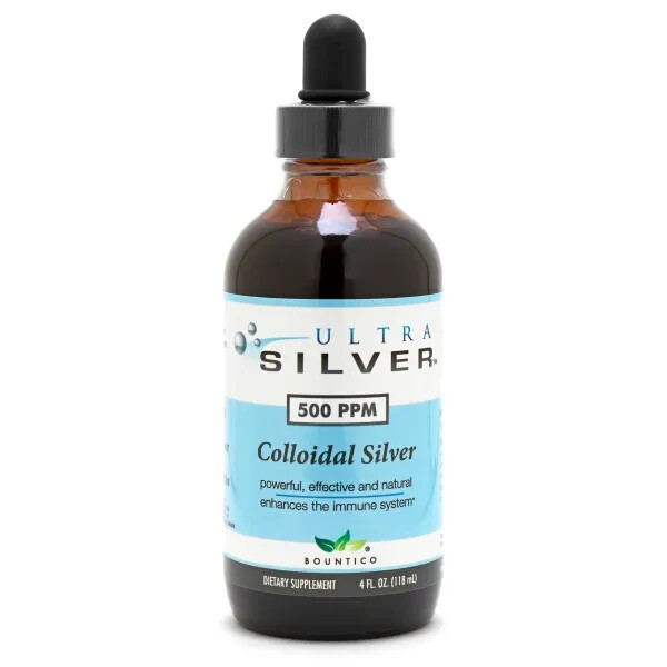 Colloidal Silver Mineral Supplement for the Immune System, 500 PPM, 4 oz Glass