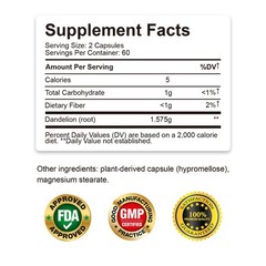 Dandelion Root 1575mg – Liver Kidney Health,Cleansing & Detox, Digestive Support