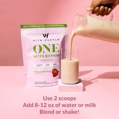 VitaHustle ONE Meal Replacement Shake – Strawberry | Plant-Based P – 15 Servings
