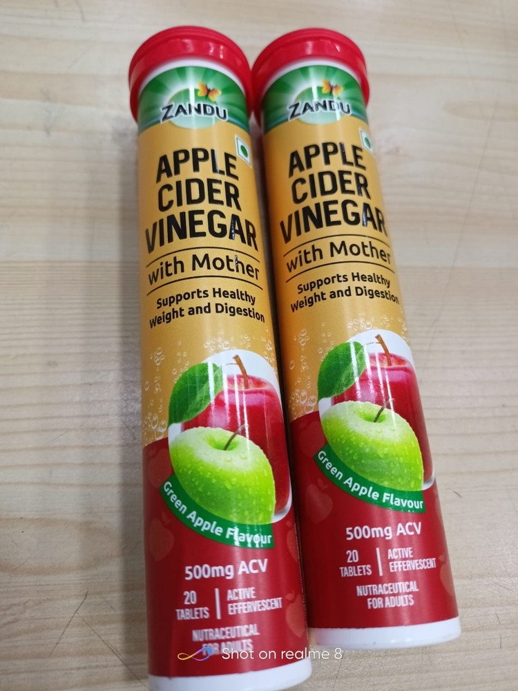 Zandu Apple Cider Vinegar (ACV) Effervescent Tablets -2*20 Count -Green Apple fs