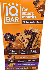 IQ Bar Protein Bar Variety Pack Peanut Butter Chocolate Almond 18 Bars EXP 04/26