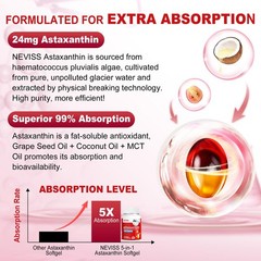 Astaxanthin Supplements 24mg, 5 Month Supply Coconut MCT Oil, Fresh Microalg…