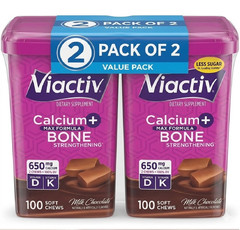 2 Pk Viactiv Calcium Plus D Dietary Supplement Soft Chews Milk Chocolate .