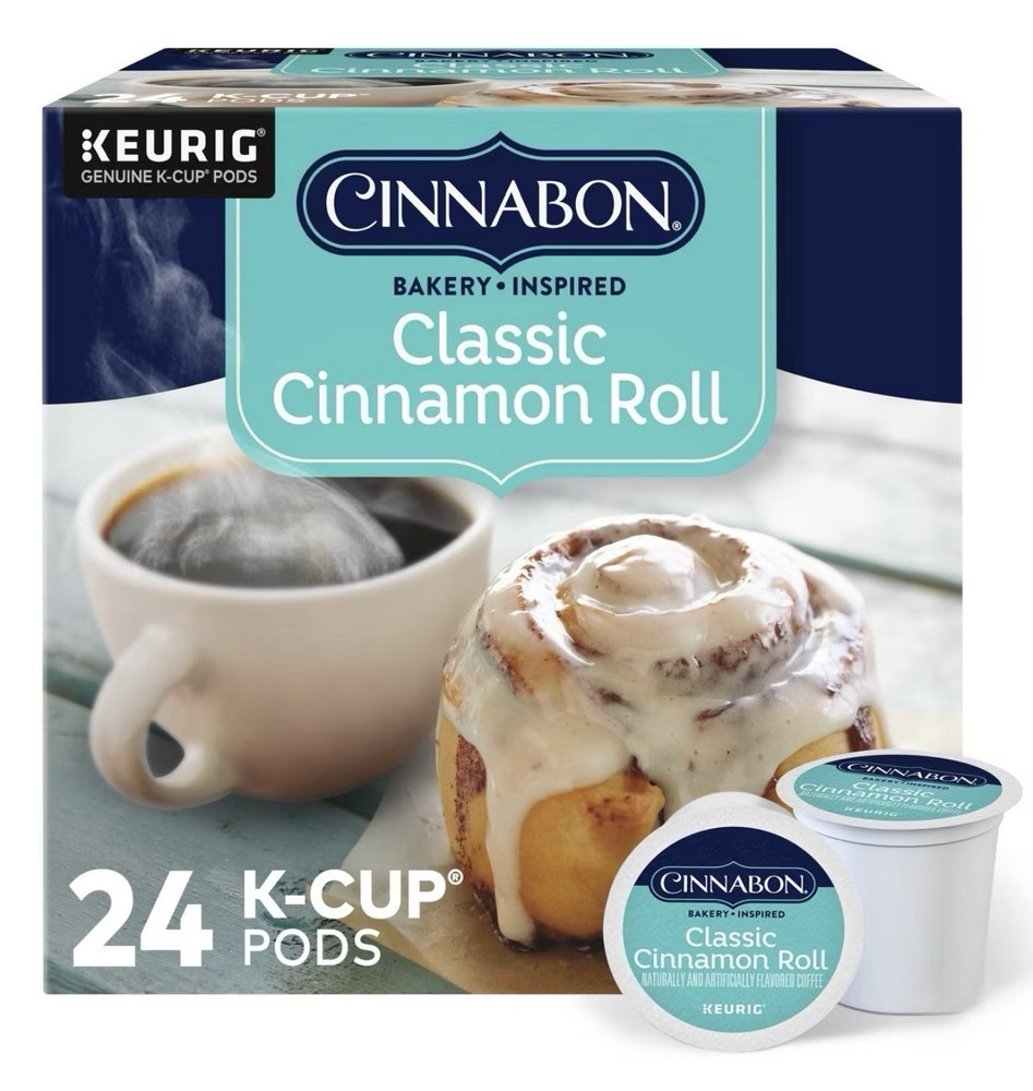 (3-pack) Cinnabon Classic Cinnamon Roll Light Roast K-Cup Coffee Pods, 24 Ct