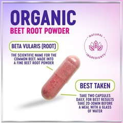 Organic Beet Root Capsules 1300mg – Extra Strength Beetroot Powder Supplement