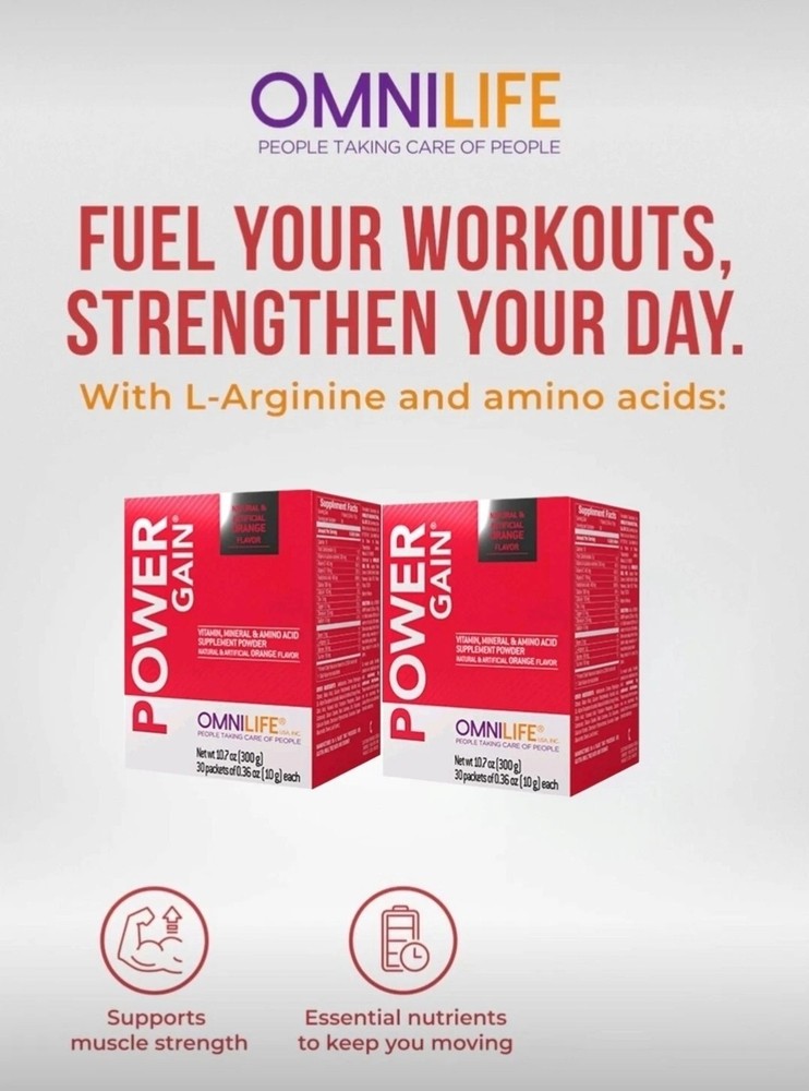 Power Gain / Power Maker Box with 30 packets 300 g. ( 2 Box ) Omnilife
