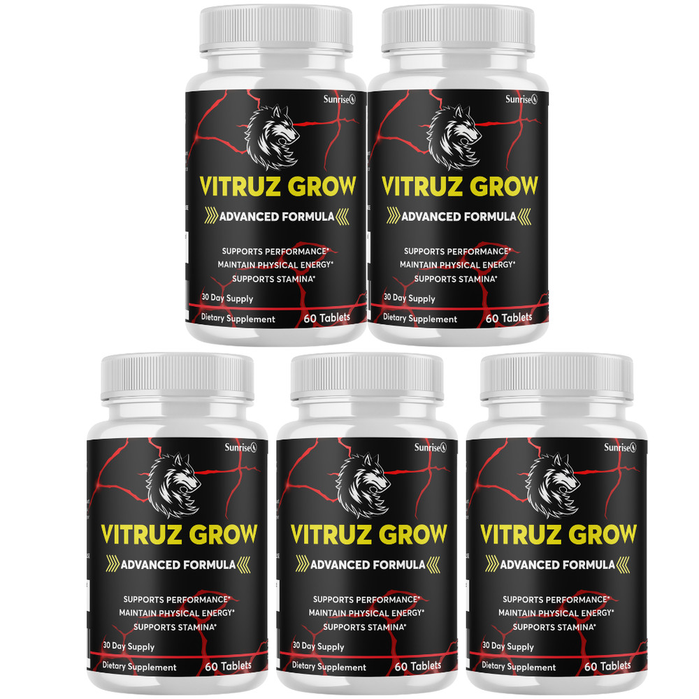 Vitruz Grow Male Stamina Support, (5 Pack) Official Vitality Supplement