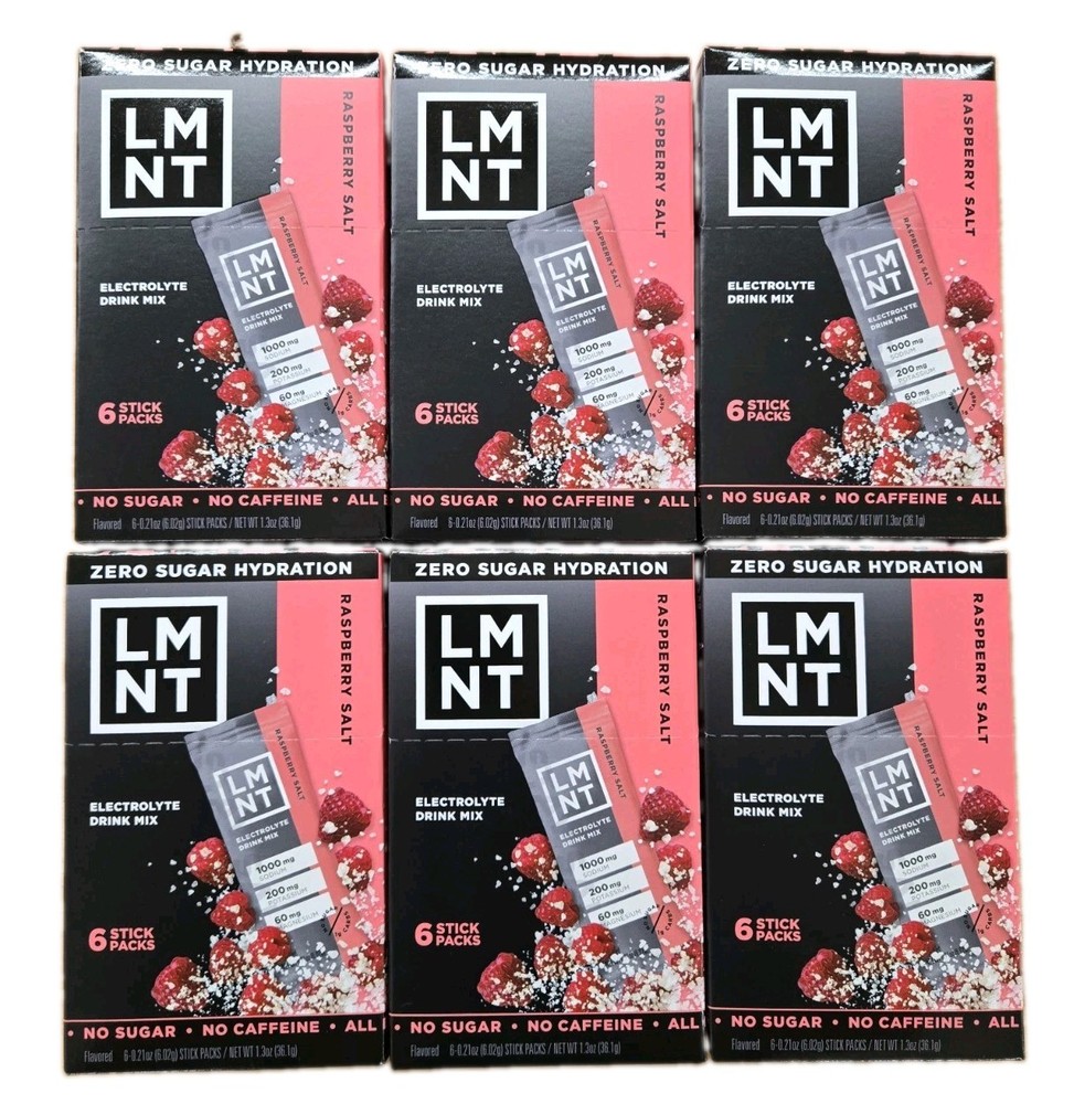 LMNT Zero-Sugar Caffein Free Electrolytes Raspberry Salt 36 Packs Exp 01/2027