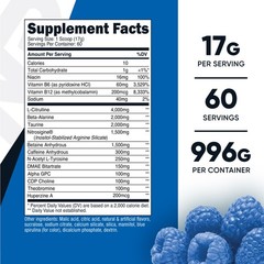 Nutricost Pre-X, Xtreme Pre-Workout Complex Powder, Blue Raspberry, 60 Servings