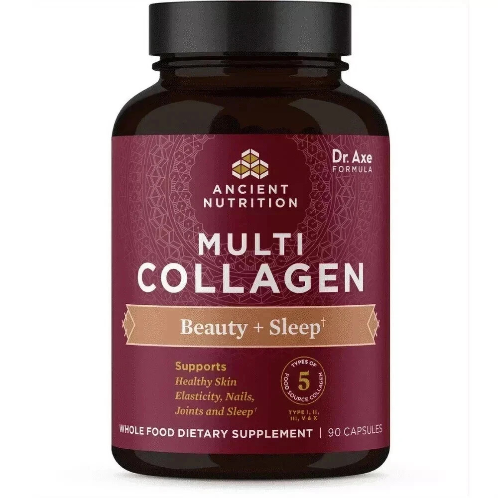 Ancient Nutrition Multi Collagen Beauty + Sleep 90 Capsules, FS!, Pack of 1