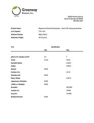 Magnesium Chloride Pharmaceutical Grade 100% Edible “Greenway Biotech” 2 Pounds