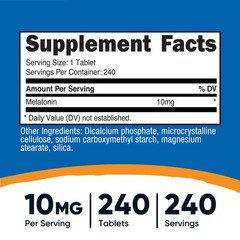 Nutricost Melatonin 10mg, 240 Tablets – 10mg Per Serving, Non-GMO, Gluten Free