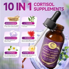 Cortisol Supplements Stress & Mood Support Drops with Magnesium Ashwagandha
