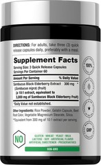 Black Elderberry Capsules 3000mg 180 Pills | Non-GMO, Gluten Free | by Horbaach