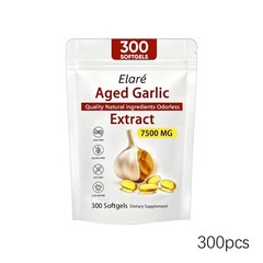 1 PACK Elare Aged Garlic Extract, 300 Softgels, 7500mg Odorless | Heart & Immune