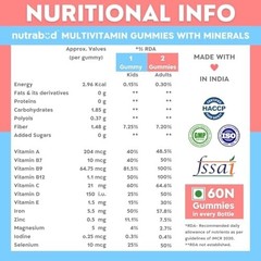 Nutrabud Multivitamin Gummies 60 Count Mango Veg No Added Sugar Men Women