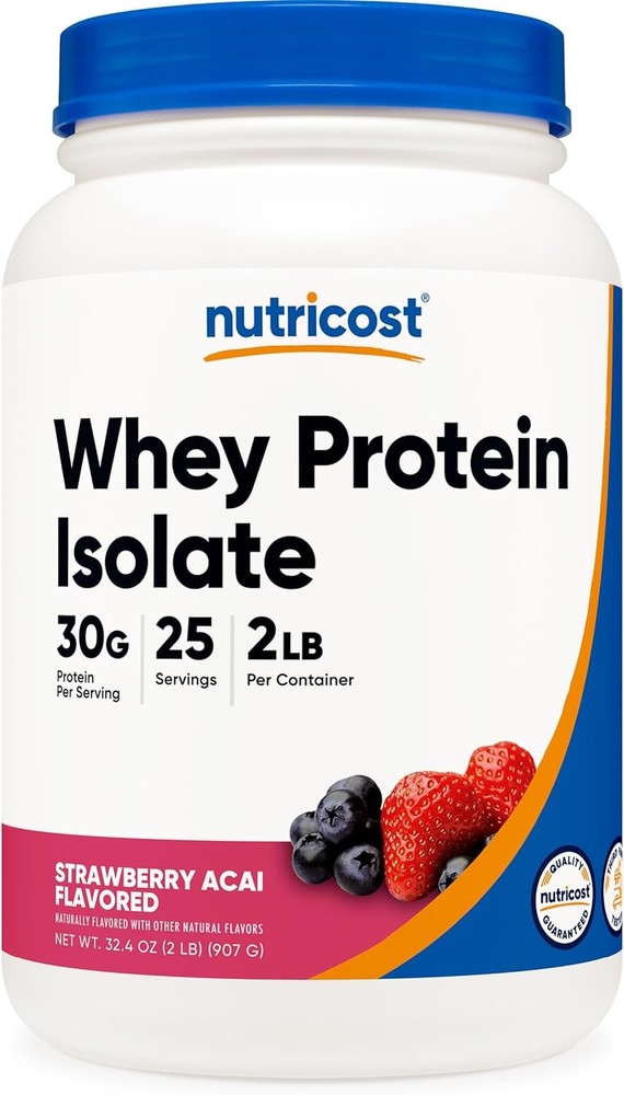 Nutricost Whey Protein Isolate (Strawberry Acai, 2 Pounds) 2 Pound (Pack of 1)