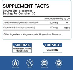 Nutribota Micronized Creatine Monohydrate Capsules – 5 grams per serving – 150ct