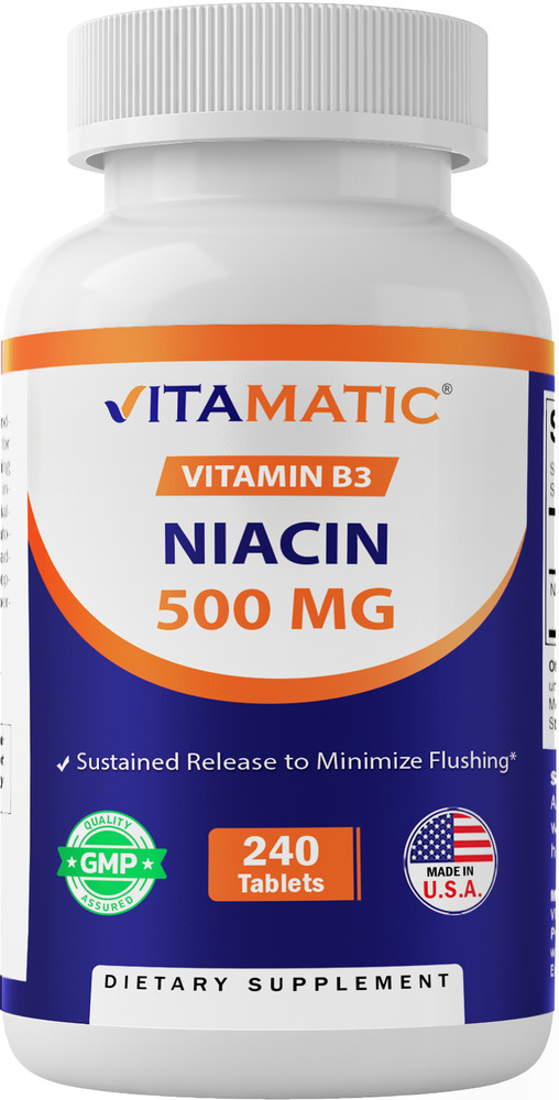 Vitamatic Niacin (Vitamin B3) 500mg, Sustained Release – 240 Tablets