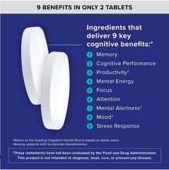 Qunol Extra Strength Brain Health Memory Plus Supplement, 60 Tablets Exp 6/2027