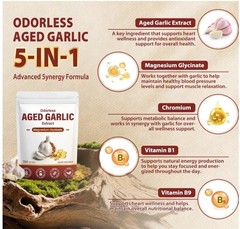 Odorless Aged Garlic Extract Capsules, 2-Year Aged Garlic with Magnesium