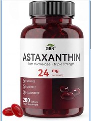 GBN Astaxanthin Supplements 24mg 200 Softgels, Supports Eye, Skin, Joint, Brain,
