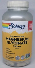 Solaray Magnesium Glycinate, 275 count, 350mg VALUE SIZE best by 06/2029 New