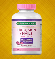Nature’s Bounty Hair, Skin and Nails, 250 Softgels Multivitamin 5000 mcg Biotin