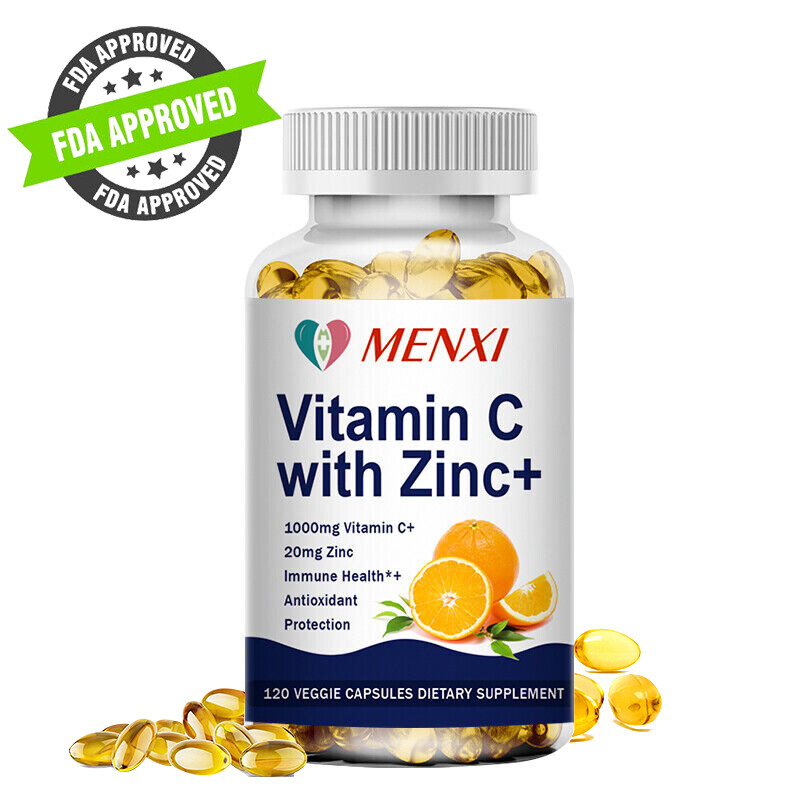 Vitamin C & Zinc Capsules 3600mg Complex Supplement Vegetarian 10/60/120 Capsule