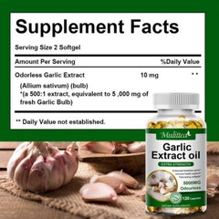 5000mg Garlic Oil 120 Rapid Release Softgels Capsules 5000 Extract organic Caps