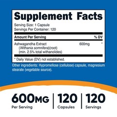 Nutricost Ashwagandha Root Herbal Supplement 600mg (120 Capsules)