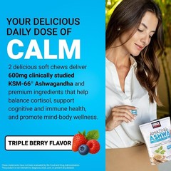 Force Factor Amazing Ashwa Soft Chews for Stress Relief & Focus
