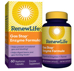 Gas Stop Digestive Enzymes | 60 Vegan Capsules | with Fennel | by Renew Life