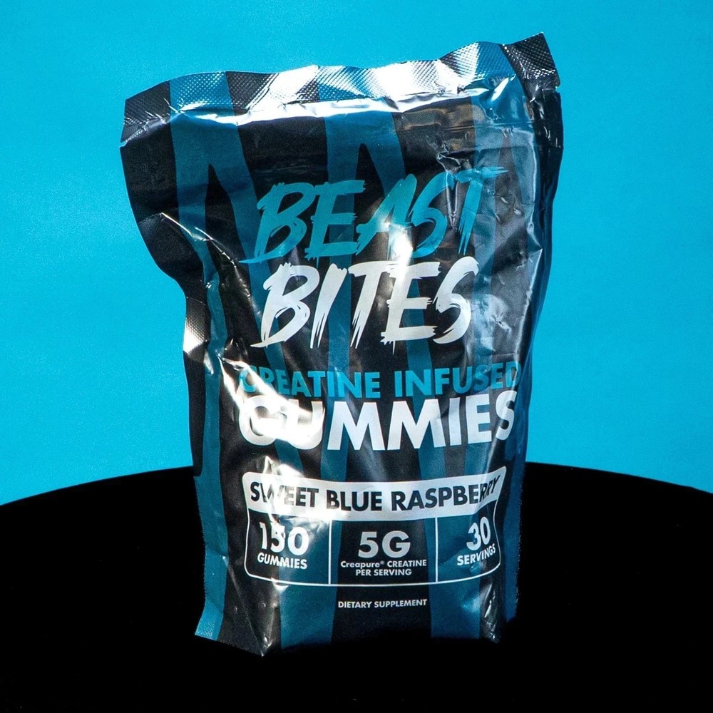 Creatine Infused Gummies by Beast Bites – Blue Raspberry (150 Servings)