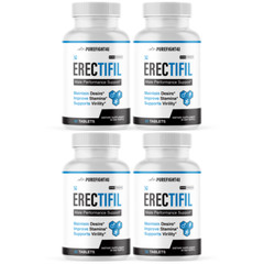 Erectifil Male Performance Support Extra Strength Supplement Tablets 4 Bottles