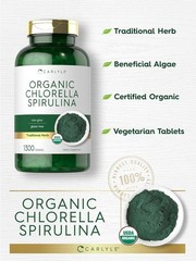 Organic Chlorella Spirulina Tablets | 1300 Count | 50/50 Blend | Non-Gmo