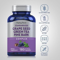Piping Rock Grape Seed, Green Tea & Pine Bark Complex | 180 Count (Pack of 1)