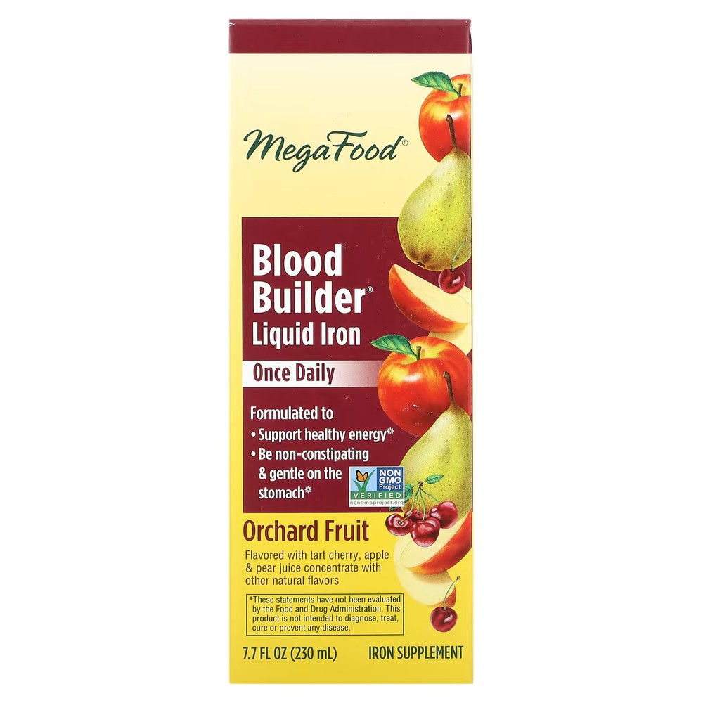 2 X MegaFood, Blood Builder Liquid Iron, Once Daily, Orchard Fruit, -worldwide