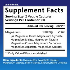 Magnesium Complex Supplement 8 Elemental Magnesium 1000mg – Maximum Absorption