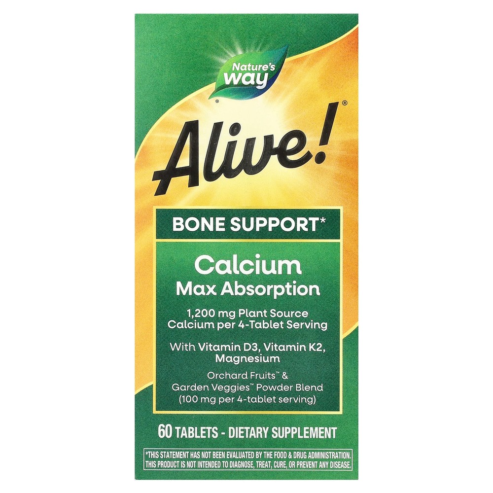 2 X Nature’s Way, Alive! Calcium, Max Absorption, 60 Tablets
