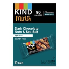 KIND Minis, Dark Chocolate Nuts/Sea Salt, 0.7 oz Bar, 10/Pack
