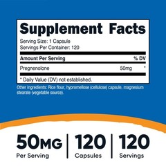 Nutricost Pregnenolone 50mg, 120 Capsules – Non-GMO, Gluten Free