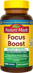 Nature Made Focus Boost Capsules Green Tea Caffeine L-Theanine B Vitamins 30ct