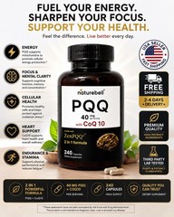 NatureBell PQQ 40mg CoQ10 240 Capsules ZenPQQ Energy Focus Support