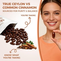 Ceylon Cinnamon Softgels, Ceylon Cinnamon Soft Gels 7200Mg Equivalent with Mct O